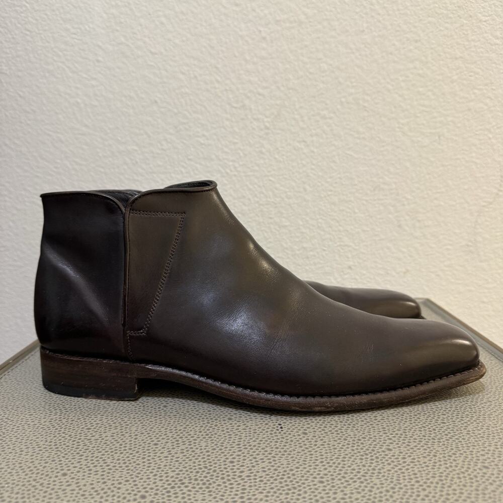Canali Dark Brown Leather Ankle Boots Men's 43 / 10